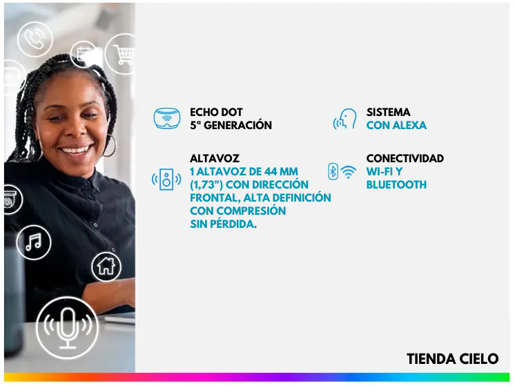 Altavoz inteligente Alexa Echo Dot de 5ª generación|Pré-Black Friday